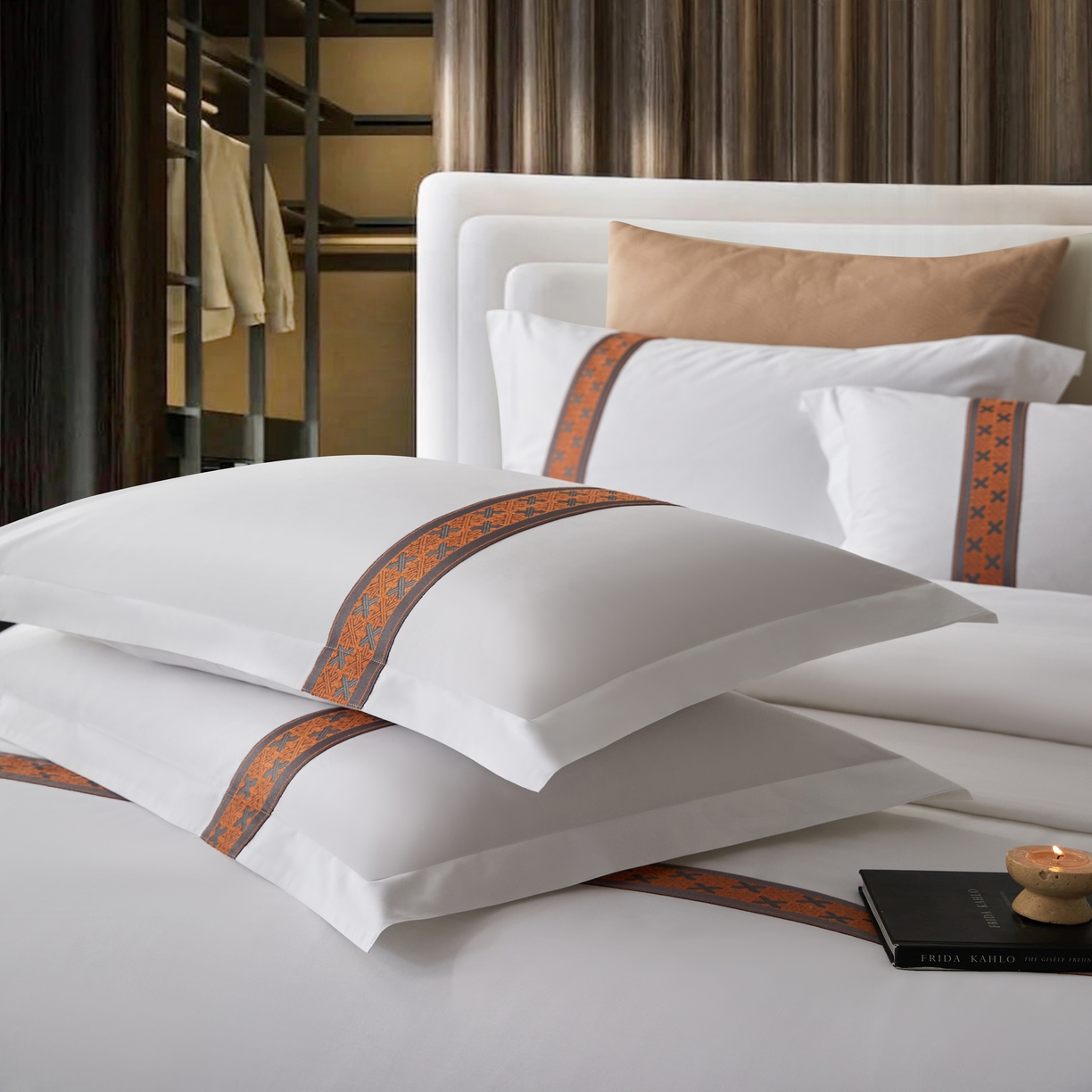 91家纺网 家纺一手货源 找家纺 诚臻/安力森 25年新款酒店织带四件套 奢雅棕调