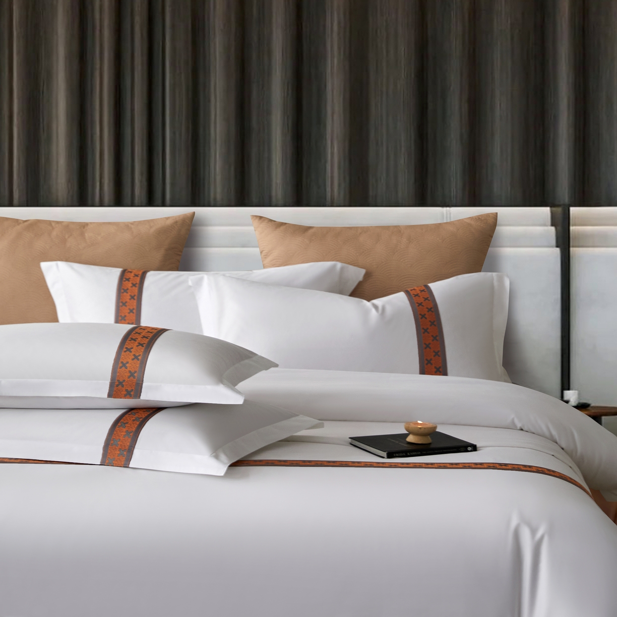 91家纺网 家纺一手货源 找家纺 诚臻/安力森 25年新款酒店织带四件套 奢雅棕调