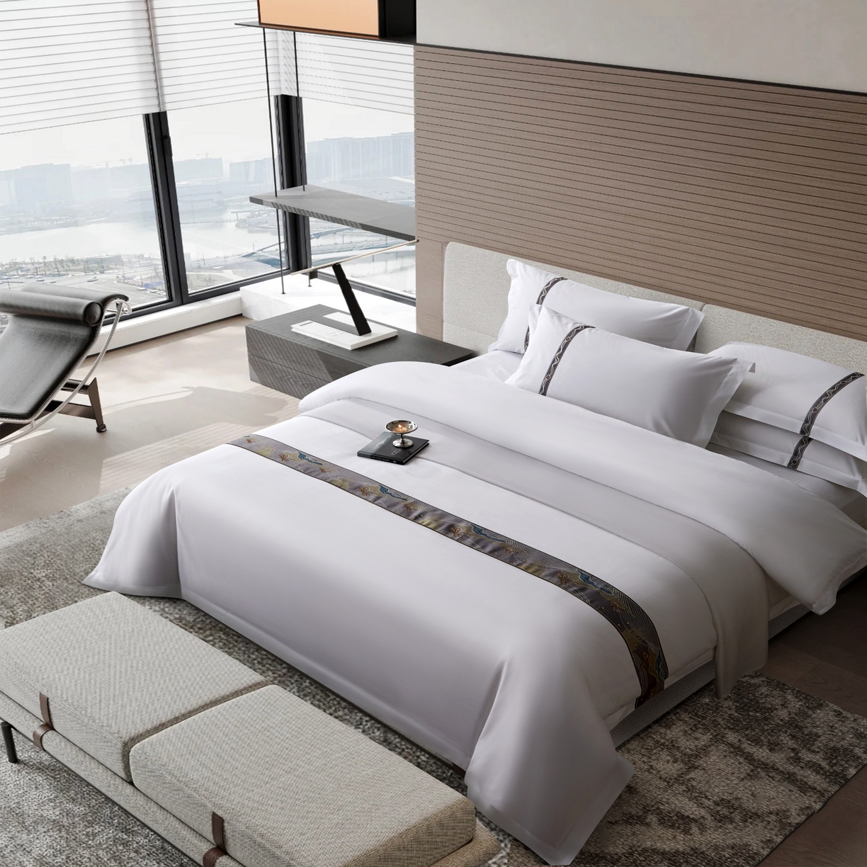 91家纺网 家纺一手货源 找家纺 诚臻/安力森 25年新款酒店织带四件套 都市臻境