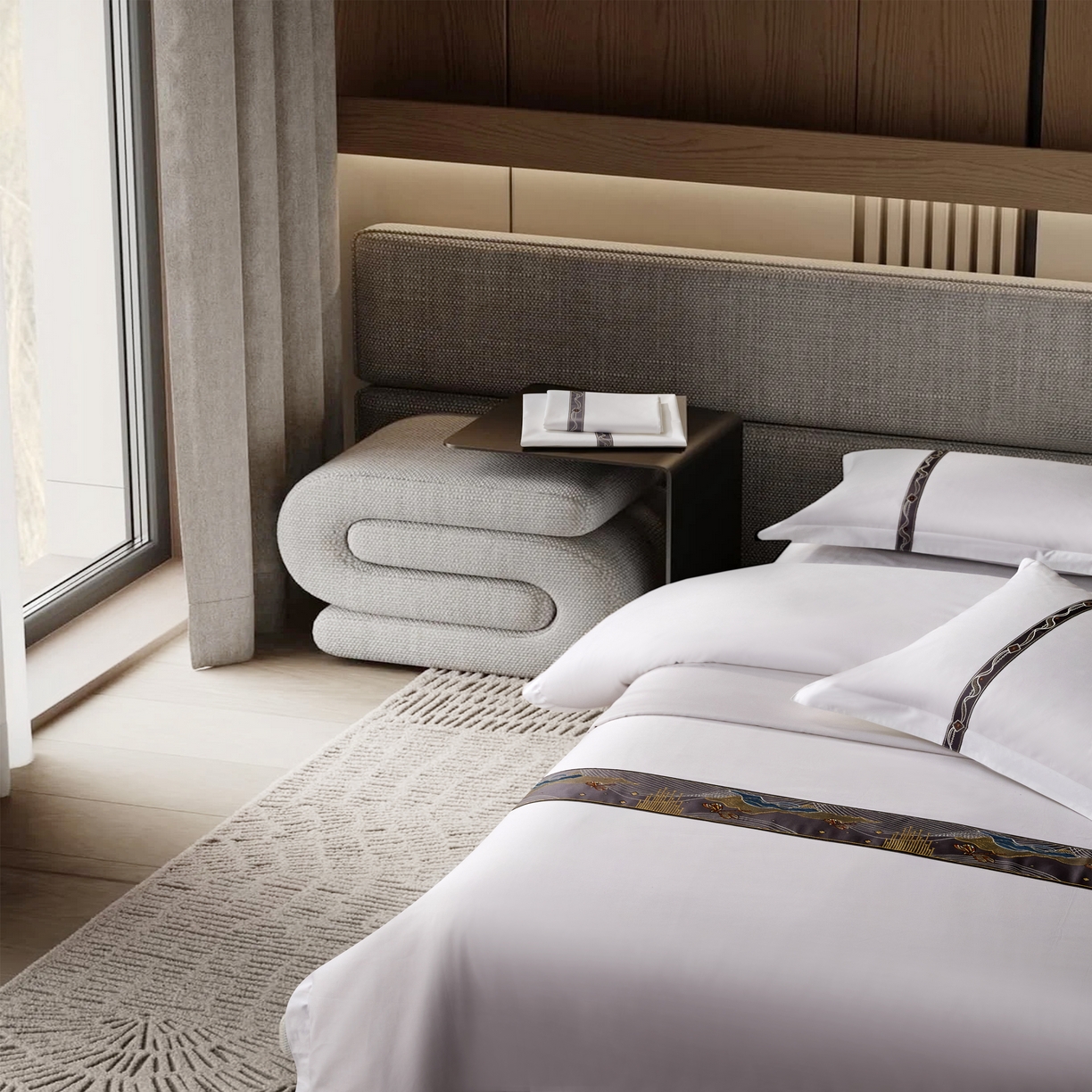 91家纺网 家纺一手货源 找家纺 诚臻/安力森 25年新款酒店织带四件套 都市臻境