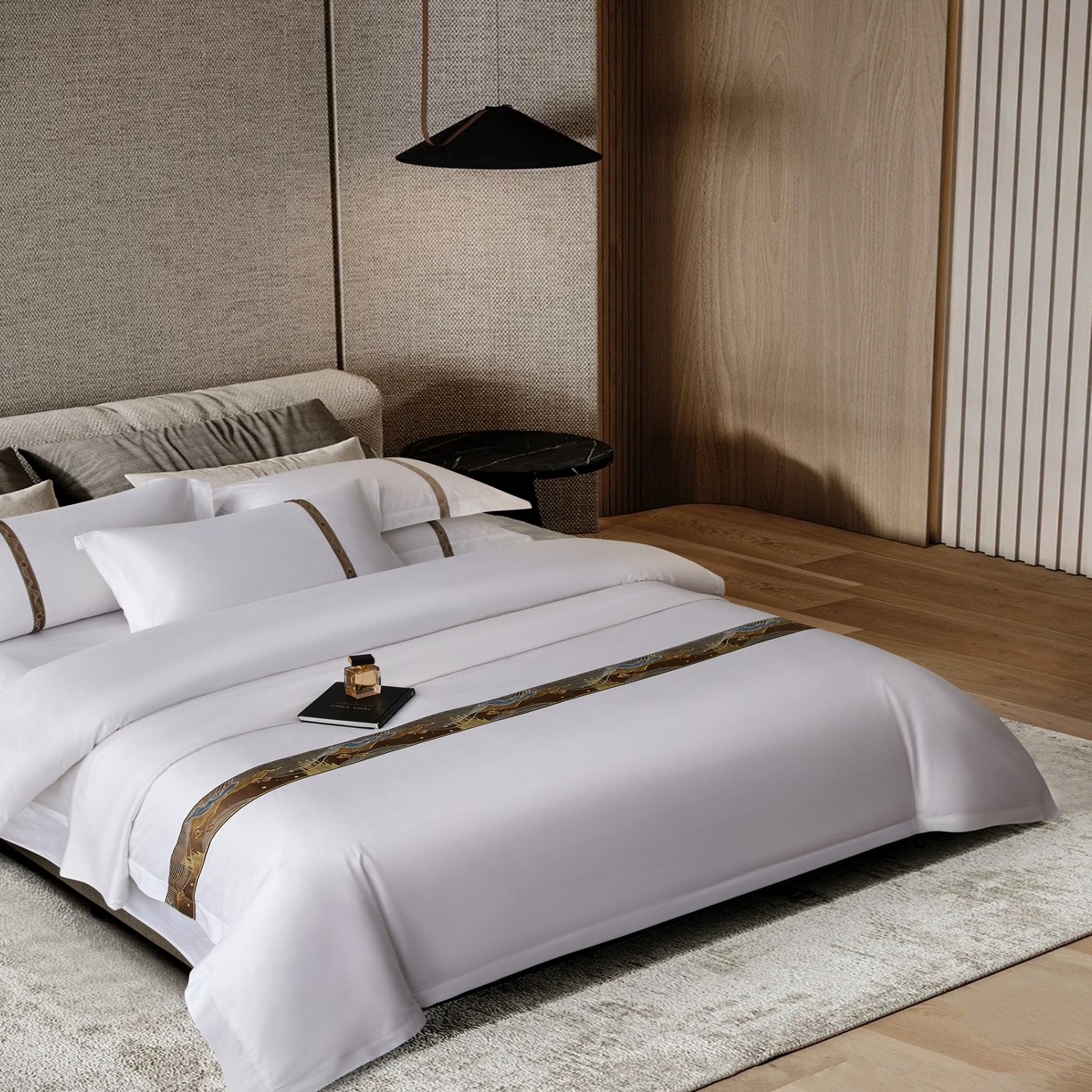 91家纺网 家纺一手货源 找家纺 诚臻/安力森 25年新款酒店织带四件套 原木谧境