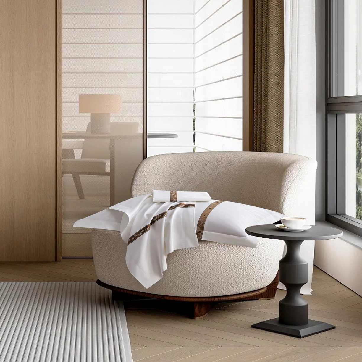 91家纺网 家纺一手货源 找家纺 诚臻/安力森 25年新款酒店织带四件套 原木谧境