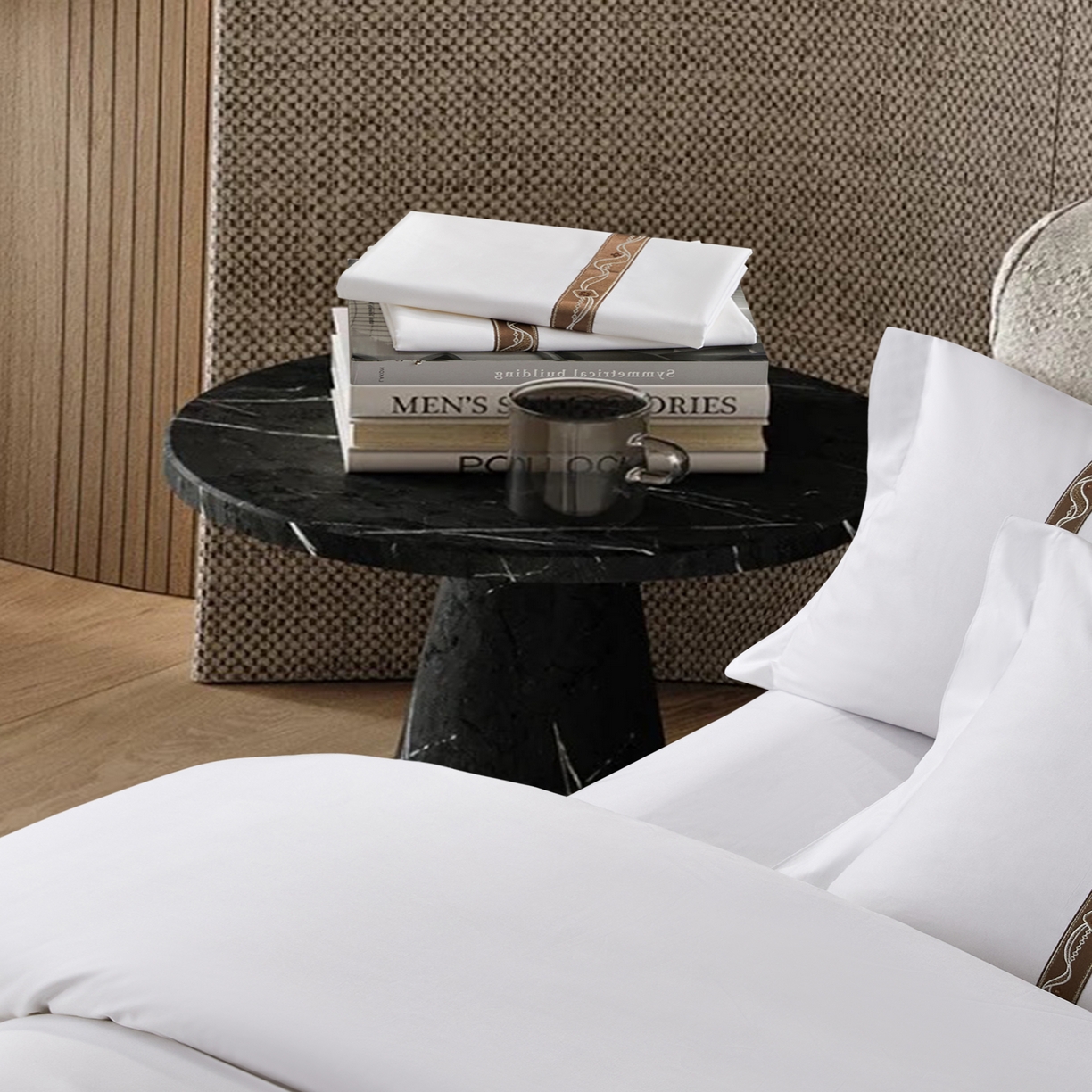 91家纺网 家纺一手货源 找家纺 诚臻/安力森 25年新款酒店织带四件套 原木谧境