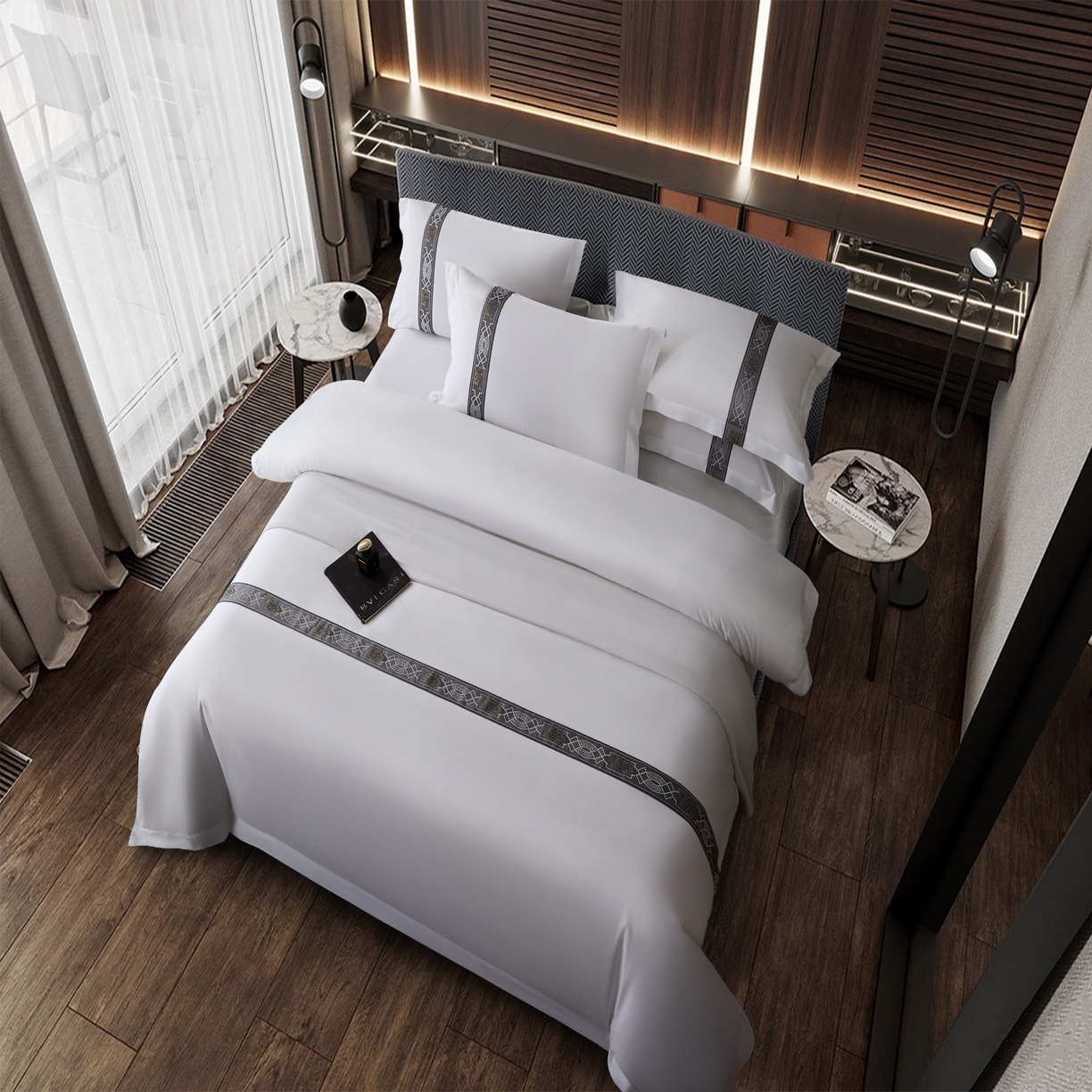 91家纺网 家纺一手货源 找家纺 诚臻/安力森 25年新款酒店织带四件套 木韵流光