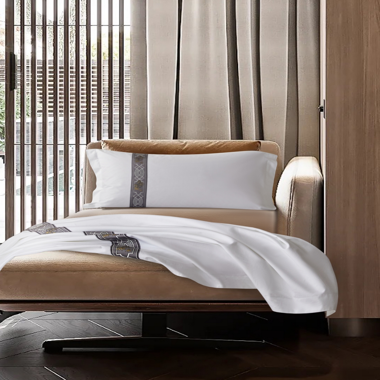 91家纺网 家纺一手货源 找家纺 诚臻/安力森 25年新款酒店织带四件套 木韵流光