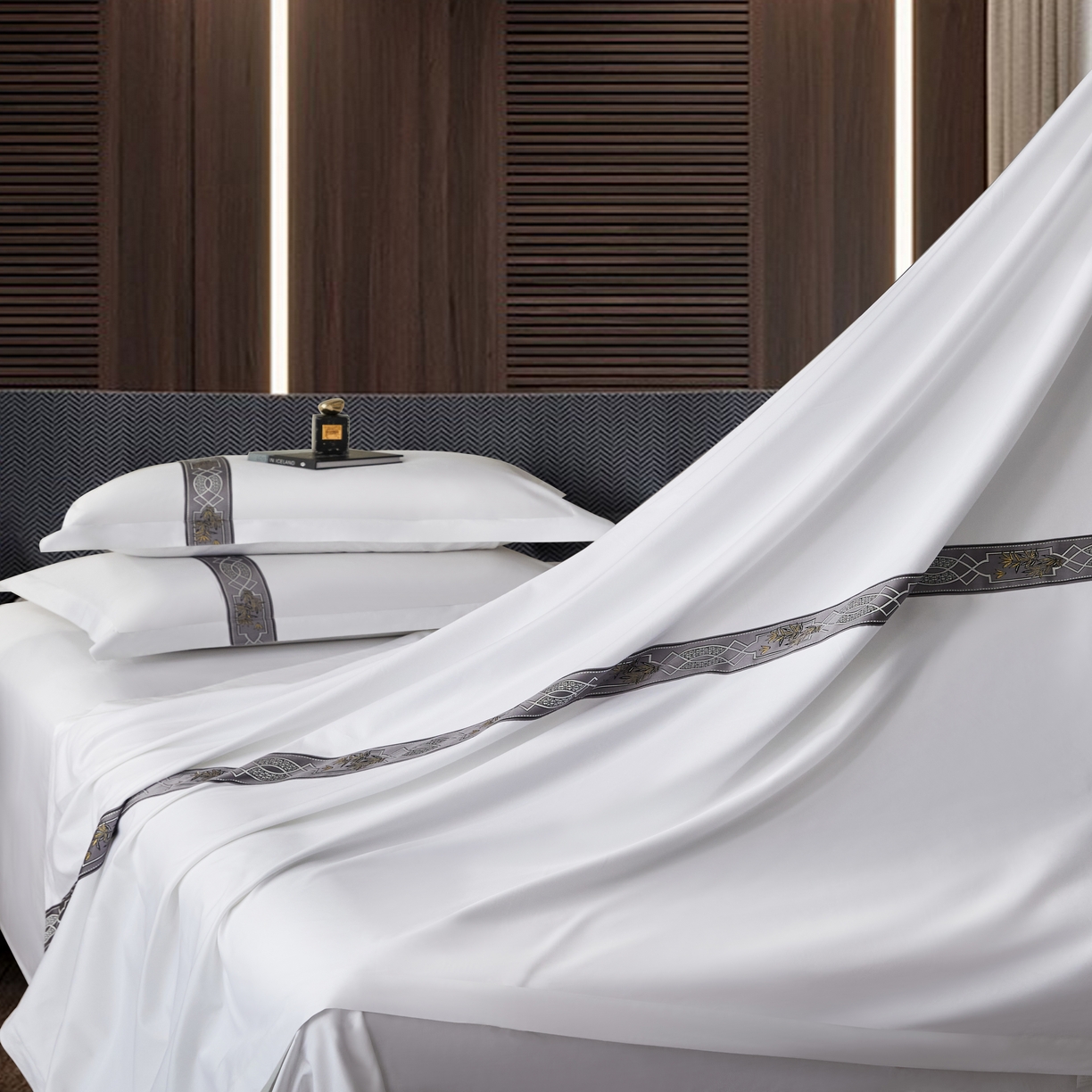 91家纺网 家纺一手货源 找家纺 诚臻/安力森 25年新款酒店织带四件套 木韵流光