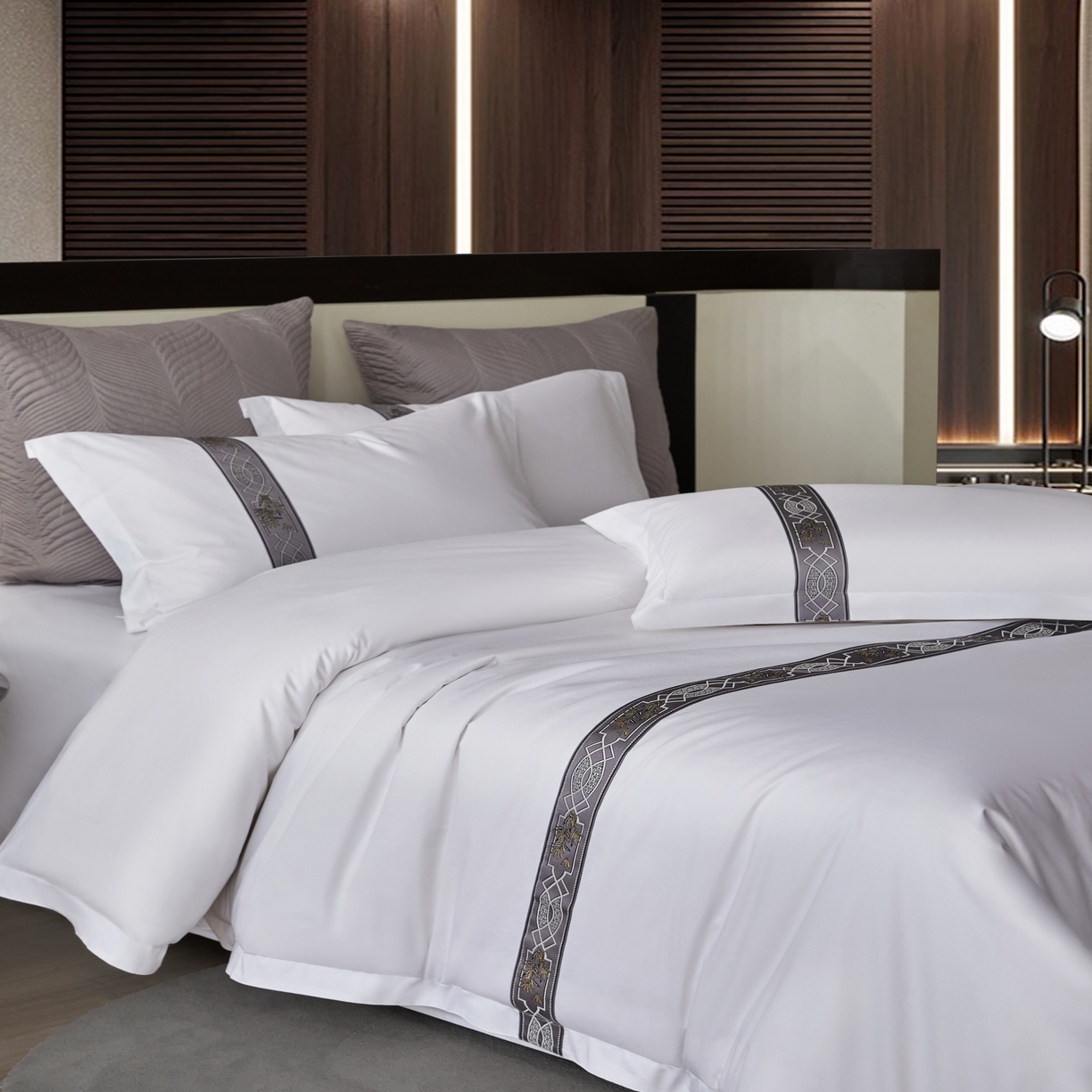 91家纺网 家纺一手货源 找家纺 诚臻/安力森 25年新款酒店织带四件套 木韵流光