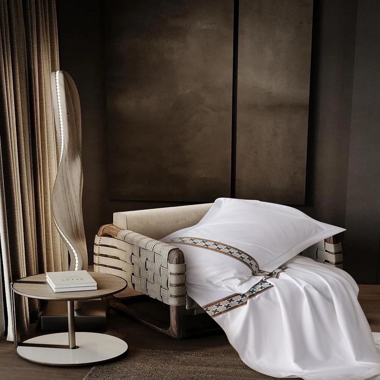 91家纺网 家纺一手货源 找家纺 诚臻/安力森 25年新款酒店织带四件套 暗奢谧境