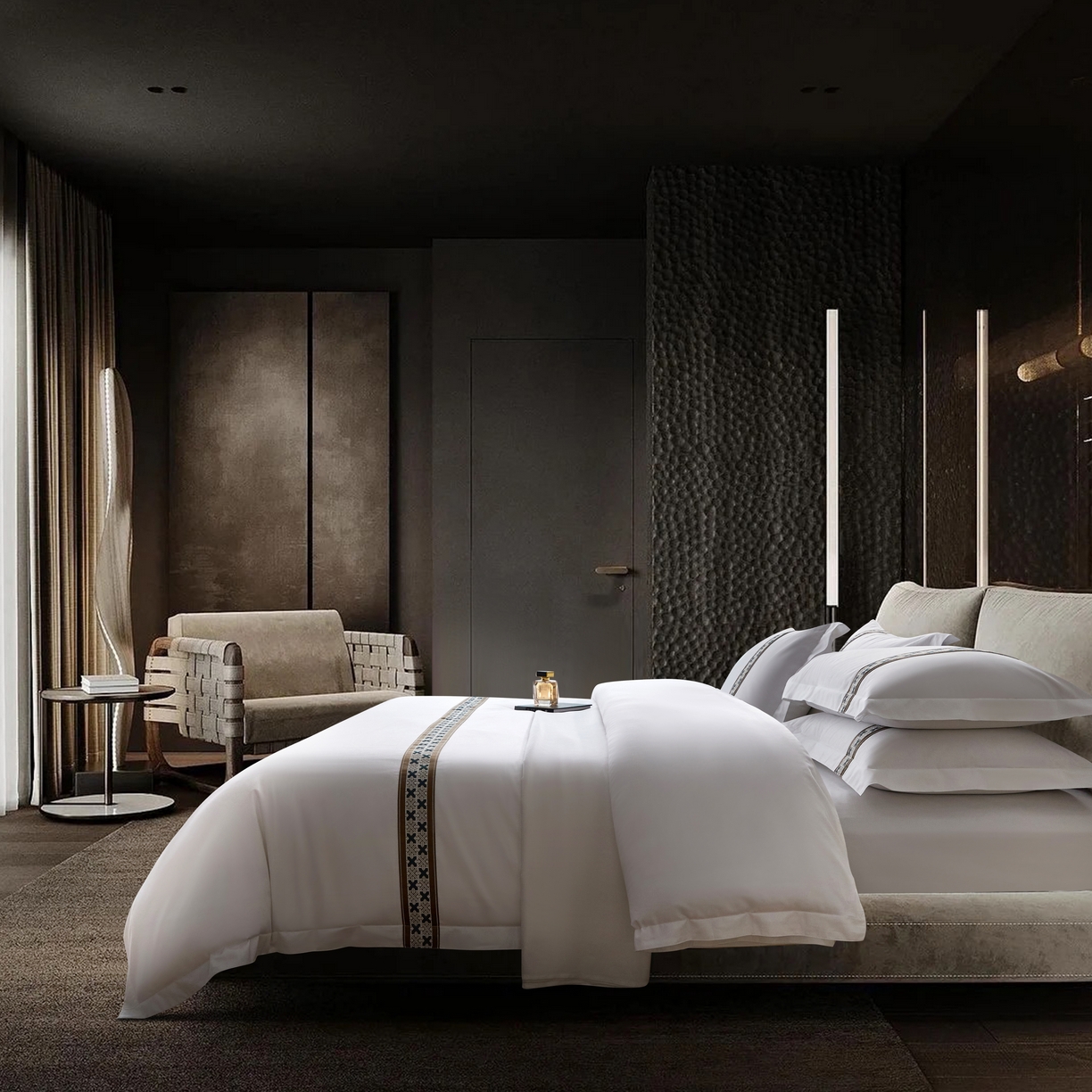 91家纺网 家纺一手货源 找家纺 诚臻/安力森 25年新款酒店织带四件套 暗奢谧境