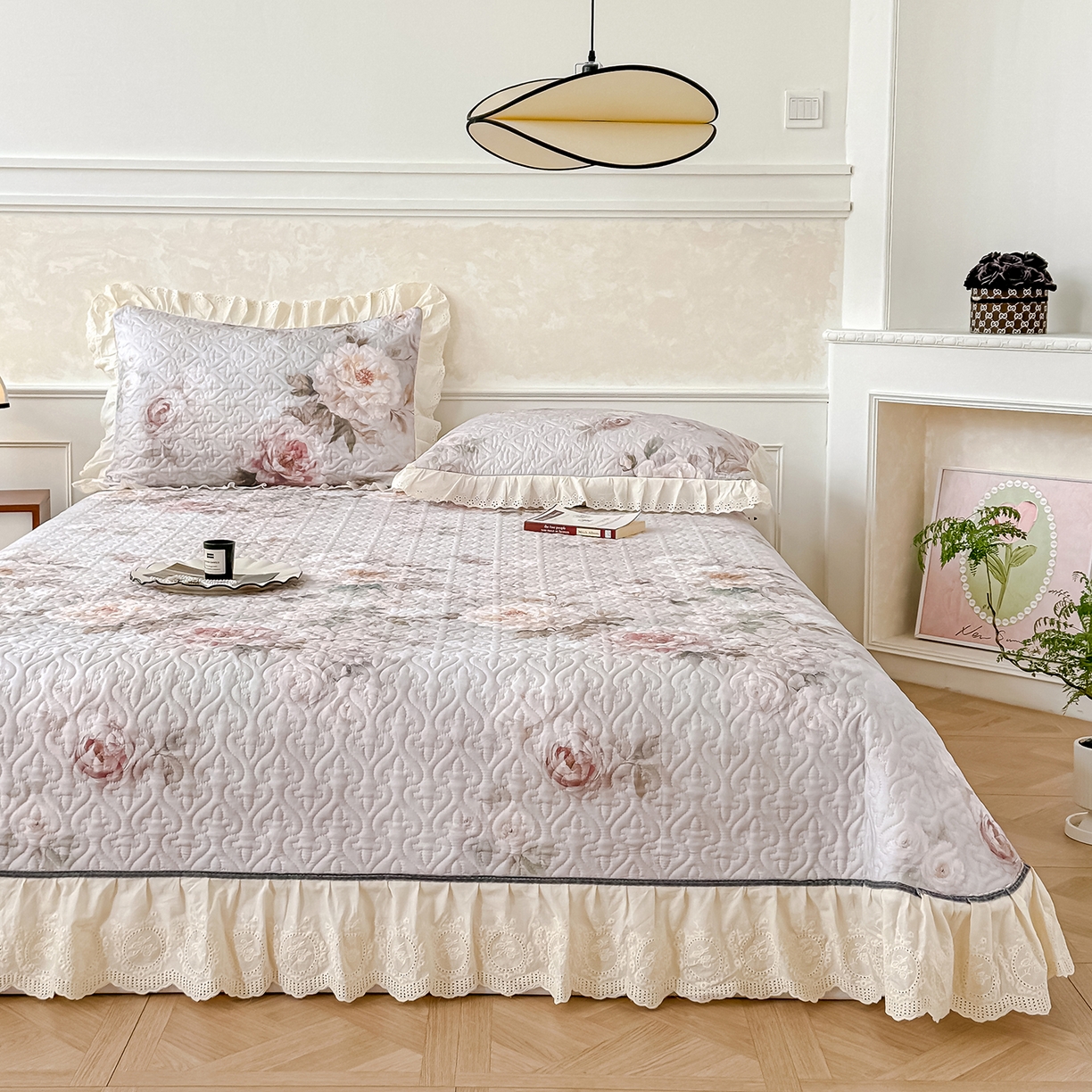 91家纺网 家纺一手货源 找家纺 冬然家纺 2025新款纯棉数码印花工艺款床盖四件套 国色天香