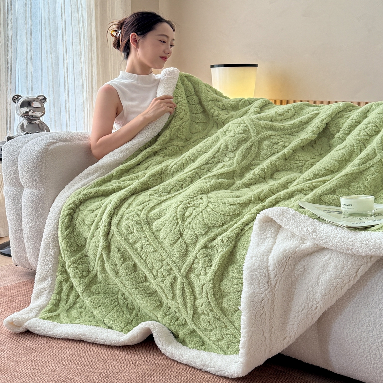 91家纺网 家纺一手货源 找家纺 （总）乐家欣 2025新款提塔芙绒绒羊羔绒毛毯-繁花