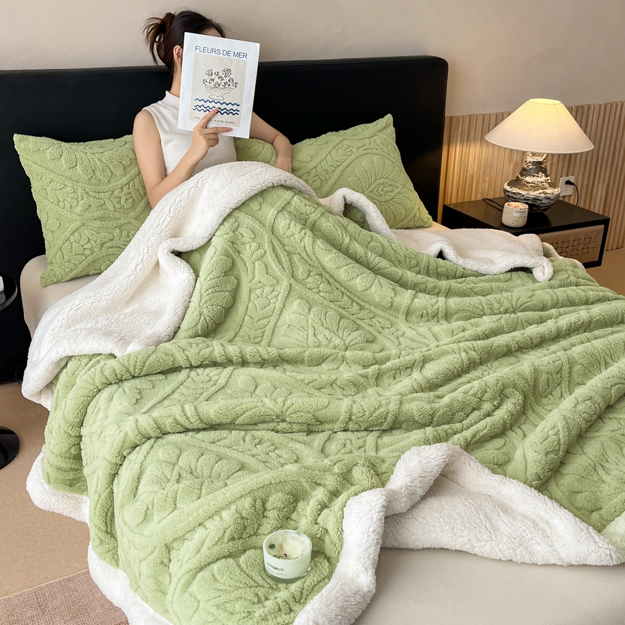 91家纺网 家纺一手货源 找家纺 （总）乐家欣 2025新款提塔芙绒绒羊羔绒毛毯-繁花