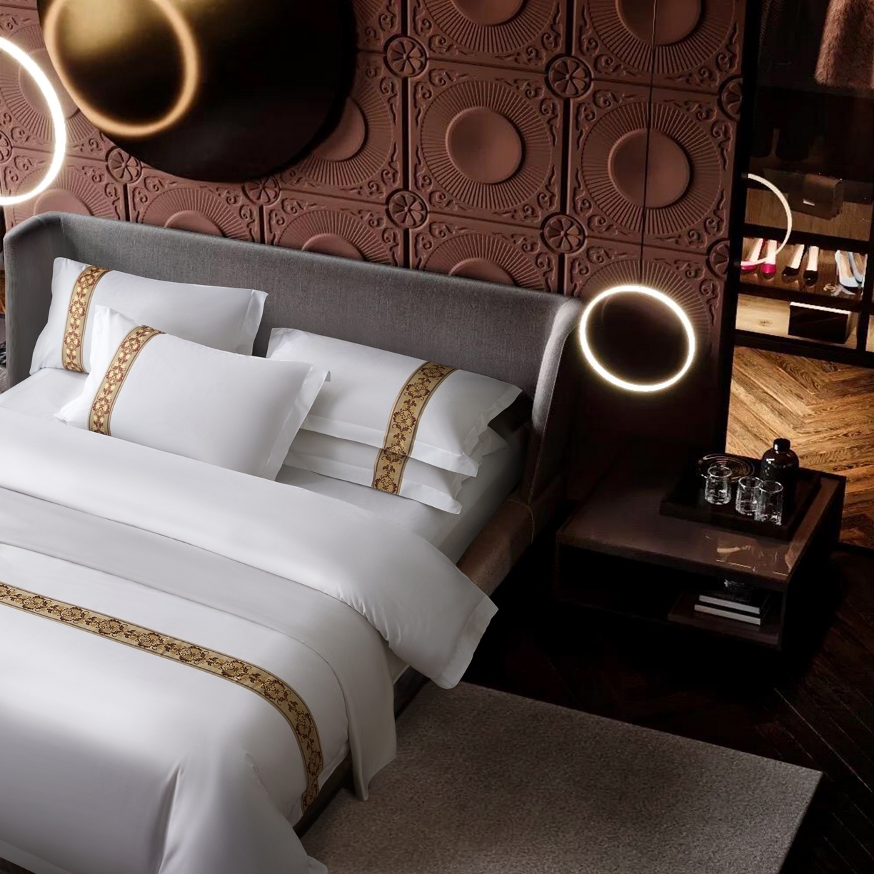 91家纺网 家纺一手货源 找家纺 （总）诚臻/安力森 25年新款酒店织带四件套