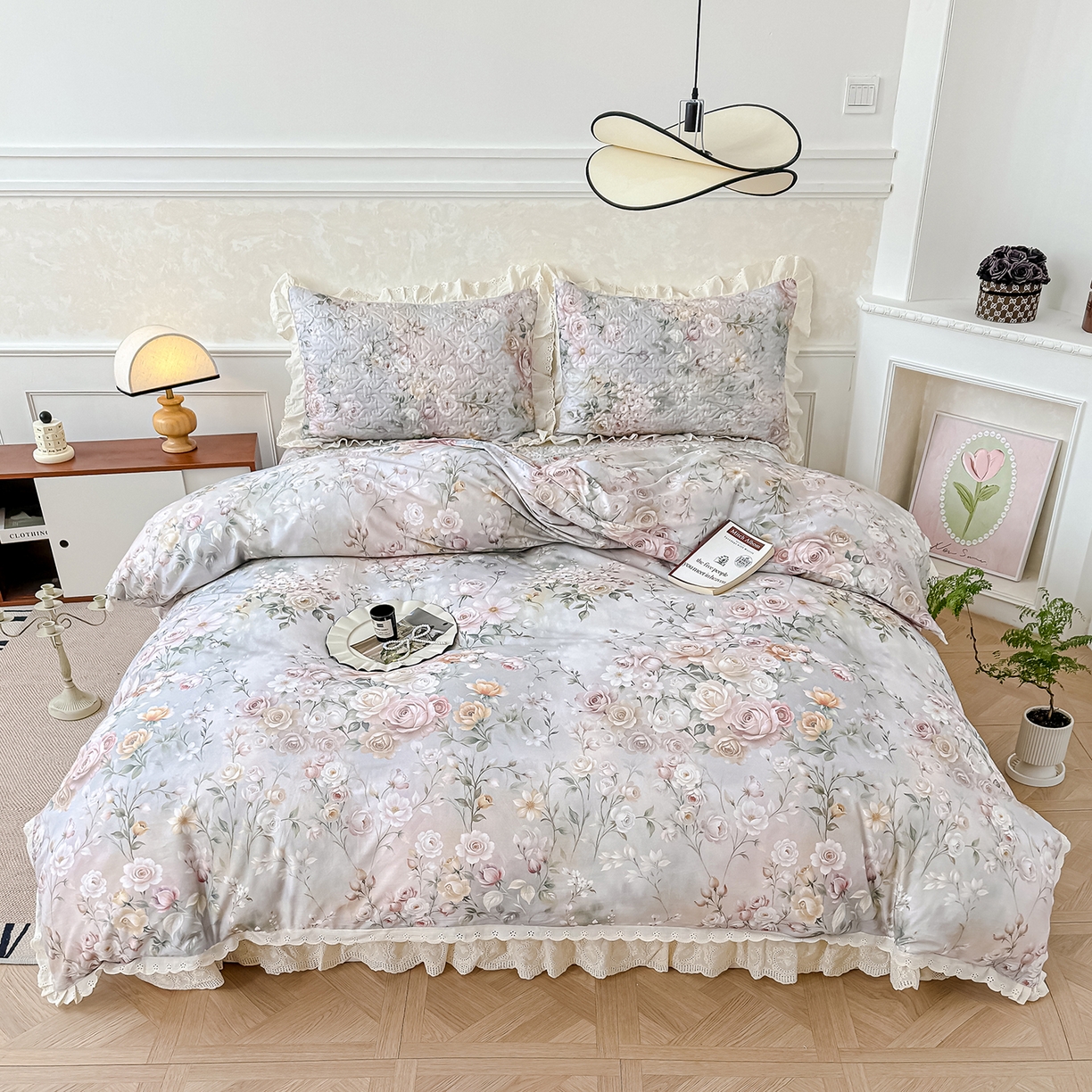 91家纺网 家纺一手货源 找家纺 冬然家纺 2025新款纯棉数码印花工艺款单床盖 花海之恋