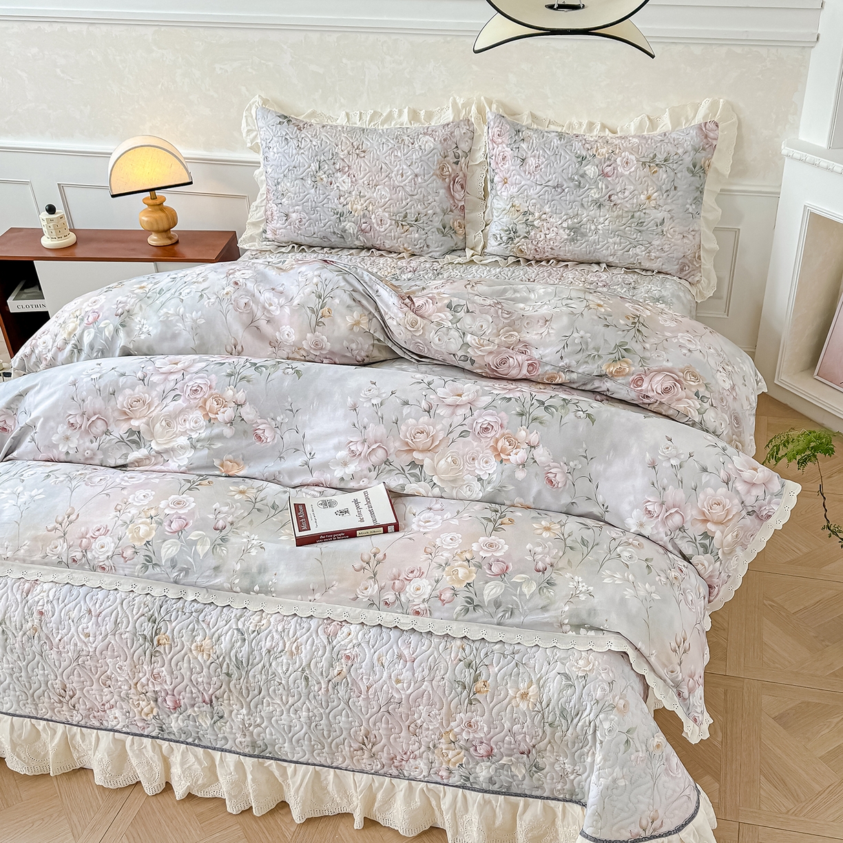 91家纺网 家纺一手货源 找家纺 冬然家纺 2025新款纯棉数码印花工艺款单床盖 花海之恋