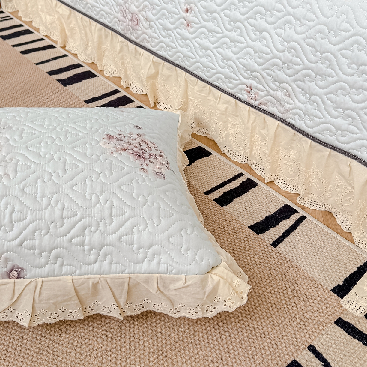 91家纺网 家纺一手货源 找家纺 冬然家纺 2025新款纯棉数码印花工艺款单床盖 花影