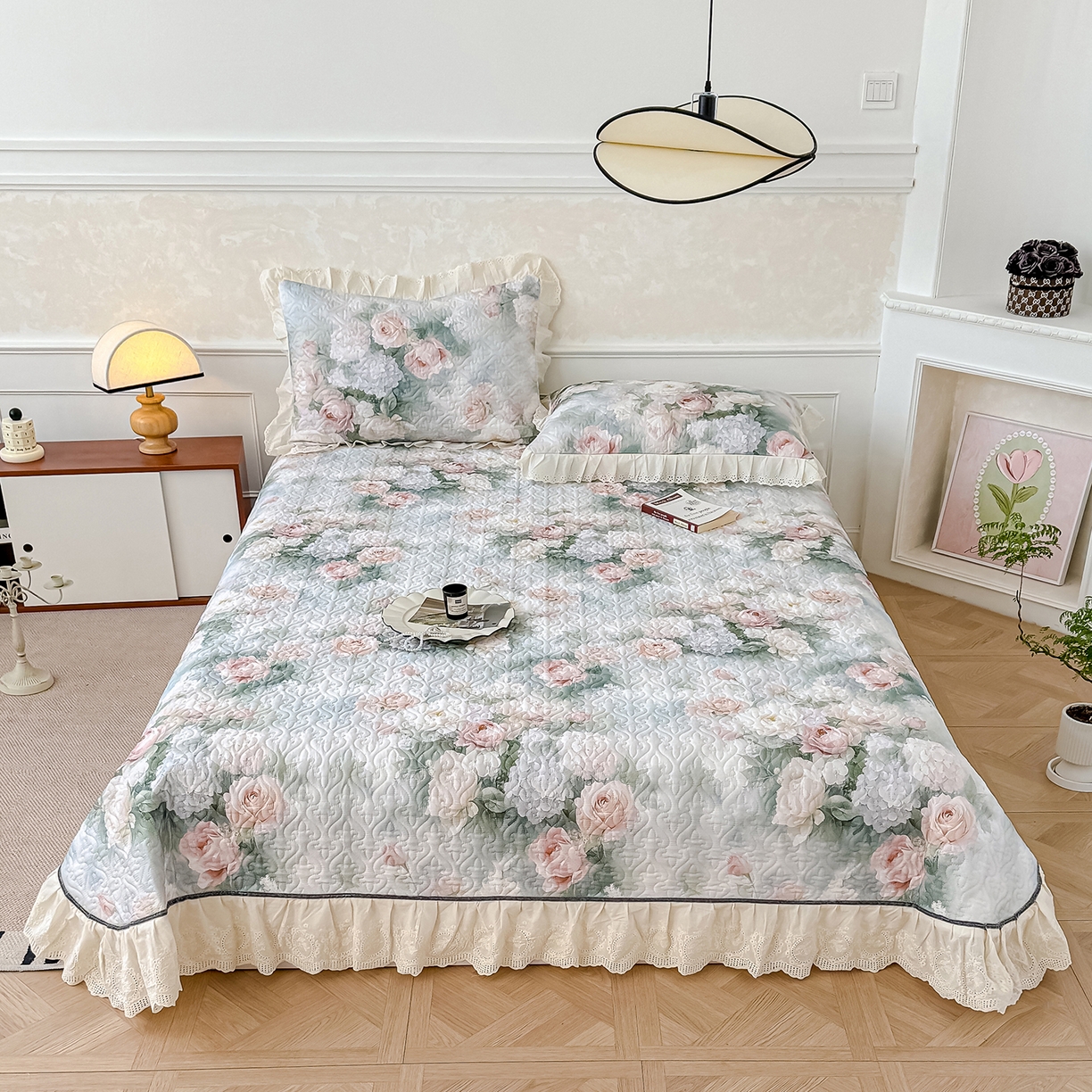 冬然家纺 2025新款纯棉数码印花工艺款单床盖 梦幻花镜