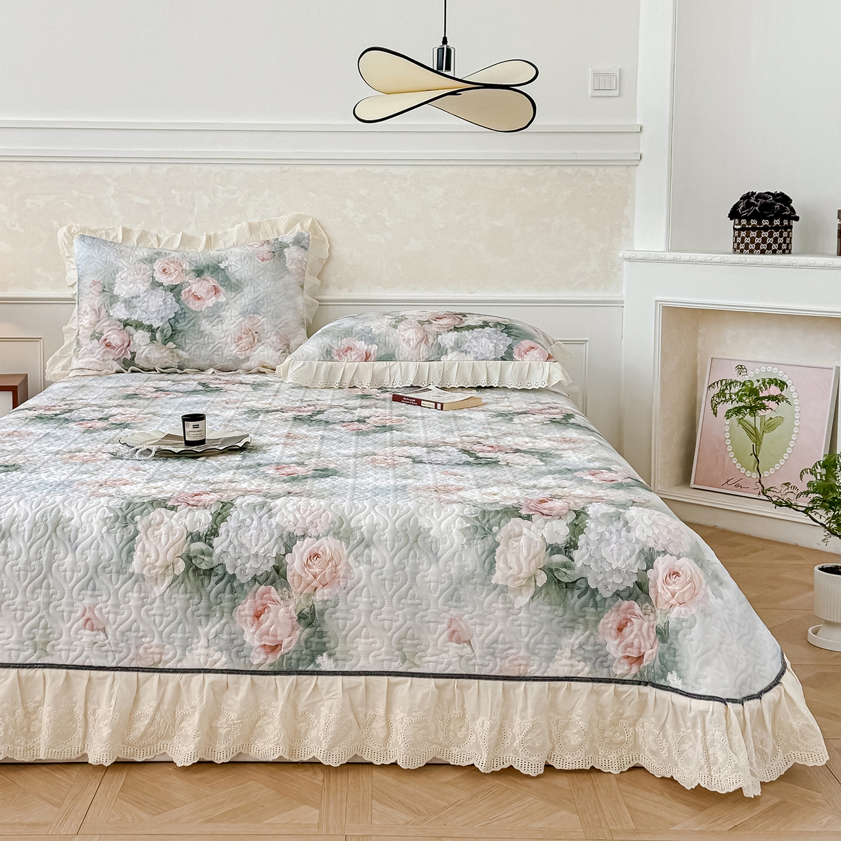 91家纺网 家纺一手货源 找家纺 冬然家纺 2025新款纯棉数码印花工艺款单床盖 梦幻花镜