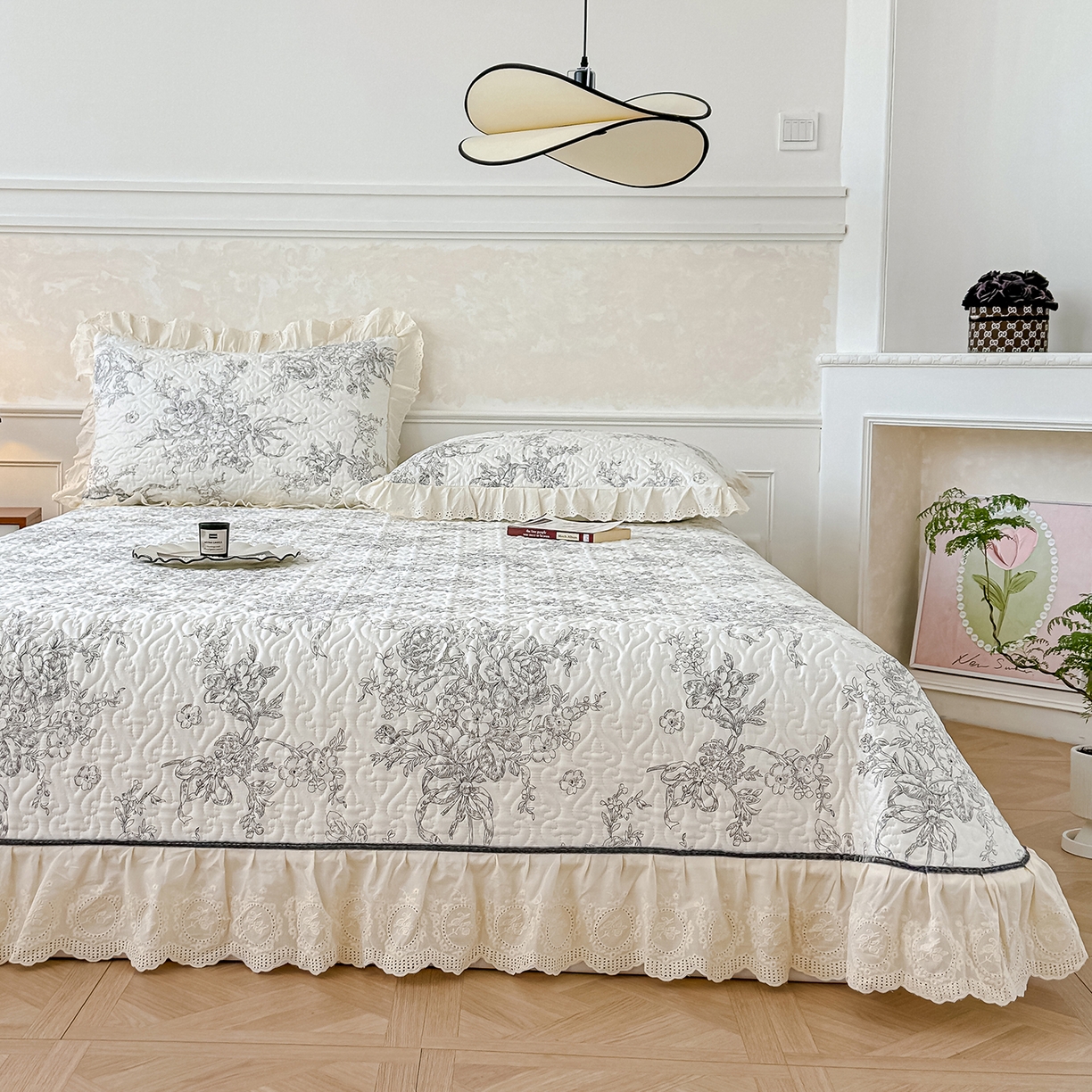 91家纺网 家纺一手货源 找家纺 冬然家纺 2025新款纯棉数码印花工艺款单床盖 墨雅清风