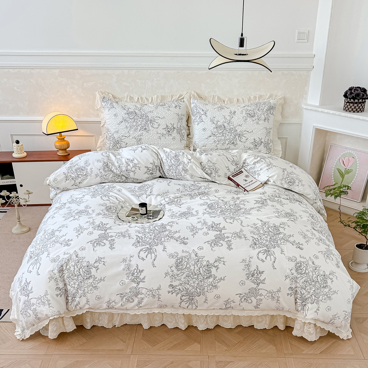 91家纺网 家纺一手货源 找家纺 冬然家纺 2025新款纯棉数码印花工艺款单床盖 墨雅清风