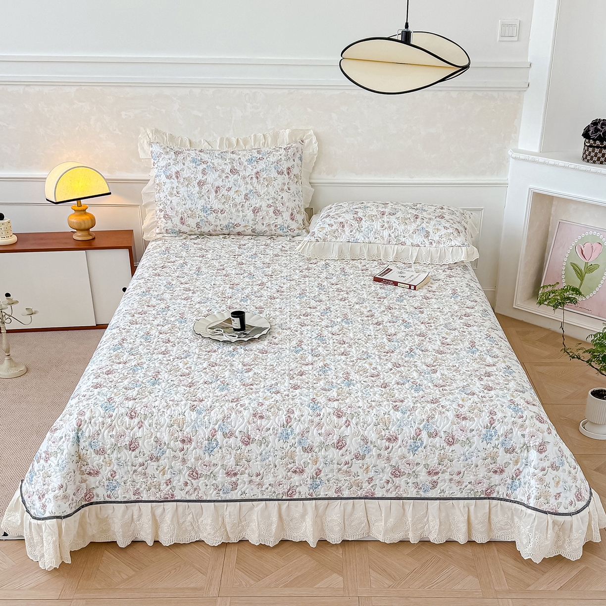 冬然家纺 2025新款纯棉数码印花工艺款单床盖 田园花梦