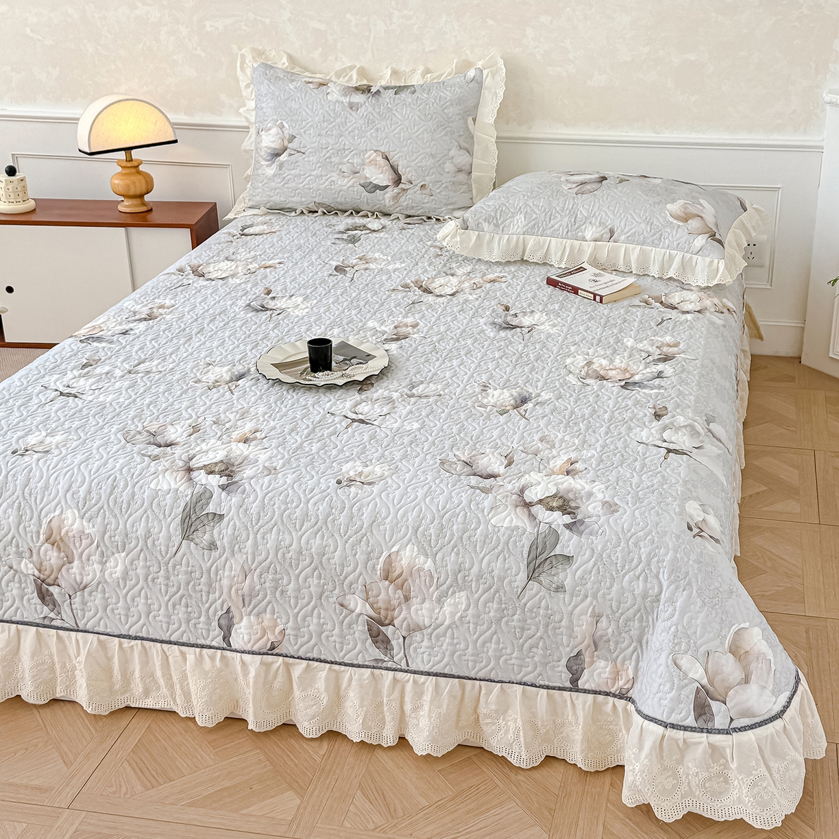 91家纺网 家纺一手货源 找家纺 冬然家纺 2025新款纯棉数码印花工艺款单床盖 玉兰花