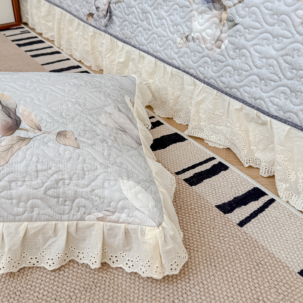 91家纺网 家纺一手货源 找家纺 冬然家纺 2025新款纯棉数码印花工艺款单床盖 玉兰花