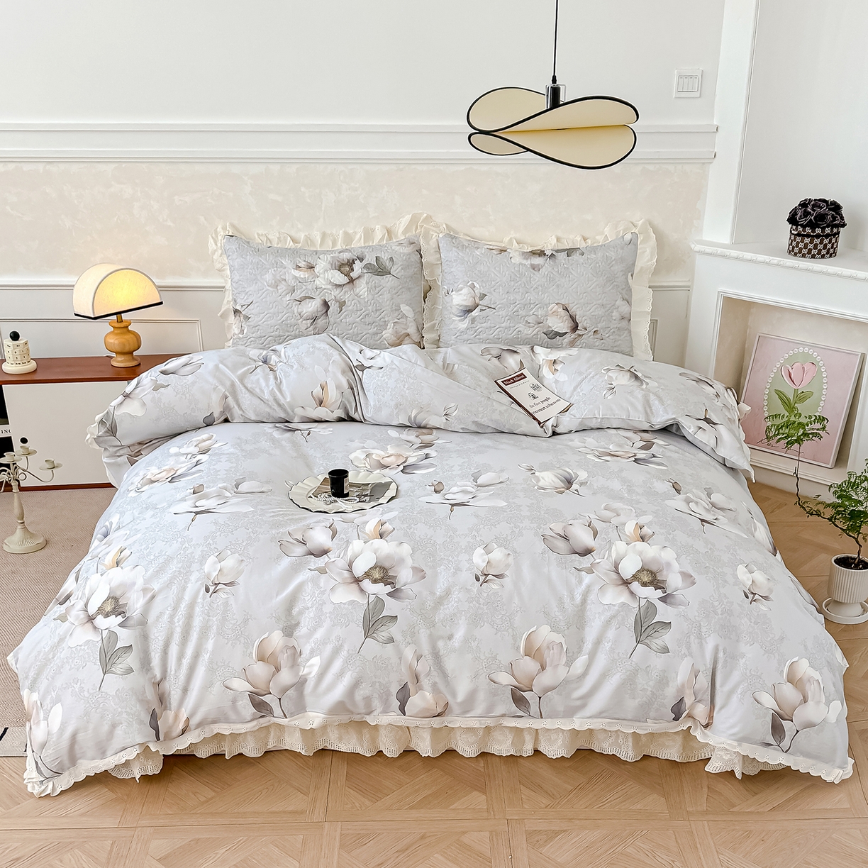 91家纺网 家纺一手货源 找家纺 冬然家纺 2025新款纯棉数码印花工艺款单床盖 玉兰花