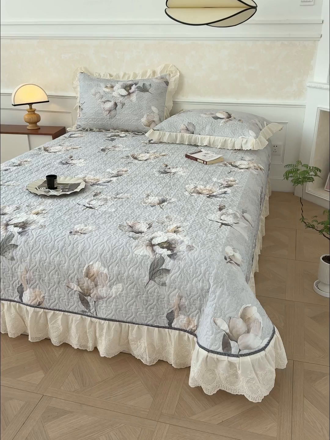 91家纺网 家纺一手货源 找家纺 冬然家纺 2025新款纯棉数码印花工艺款单床盖 玉兰花