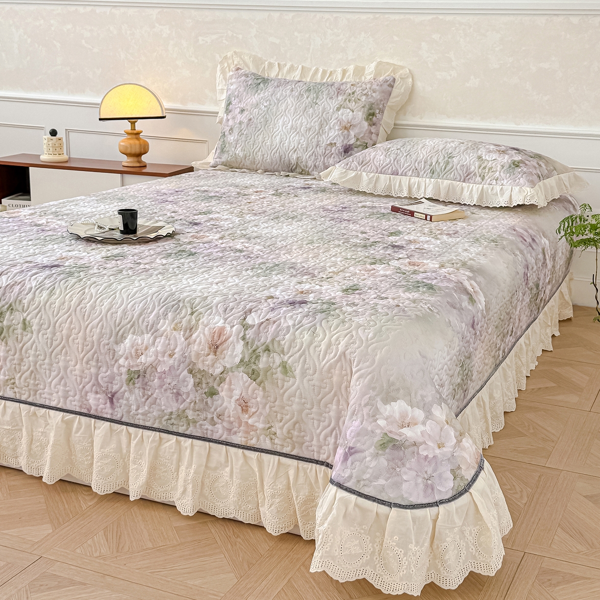 91家纺网 家纺一手货源 找家纺 冬然家纺 2025新款纯棉数码印花工艺款单床盖 珍爱花语