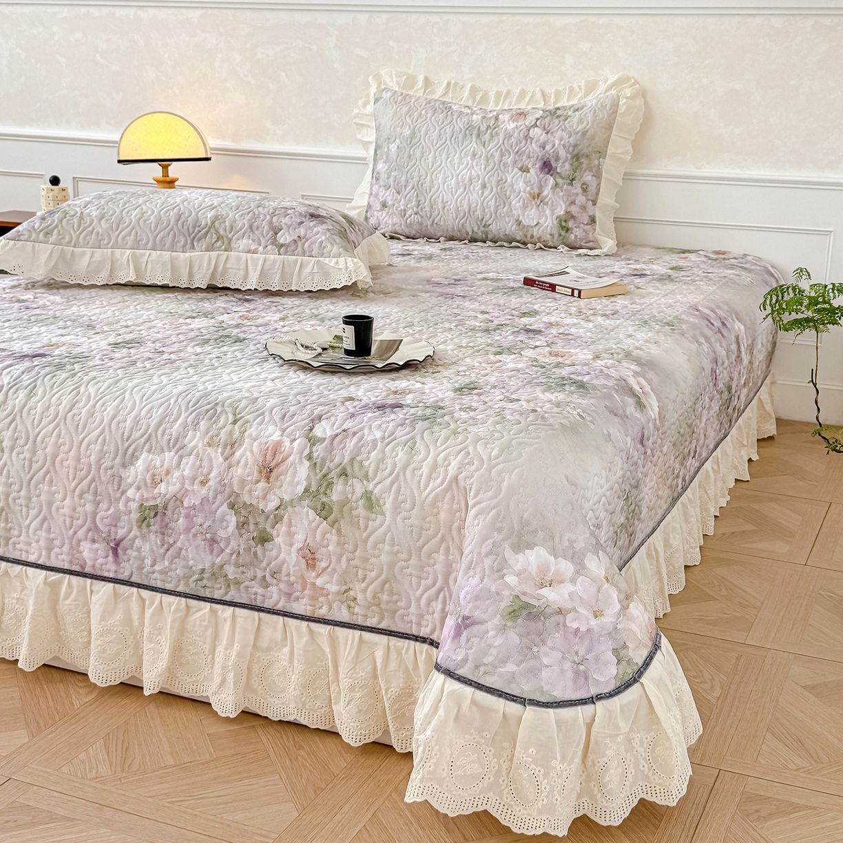 91家纺网 家纺一手货源 找家纺 冬然家纺 2025新款纯棉数码印花工艺款单床盖 珍爱花语