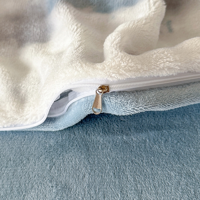 91家纺网 家纺一手货源 找家纺 许林家纺 2025新款炫彩水墨画仿兔毛绒大泡泡绒印大理石纹高克重绒四件套 炫彩蓝