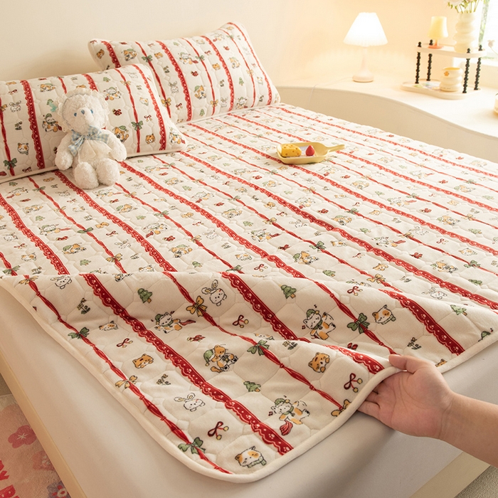 91家纺网 家纺一手货源 找家纺 （总）眠博士 2025新款纯色简约牛奶绒夹棉床褥床笠系列-大床