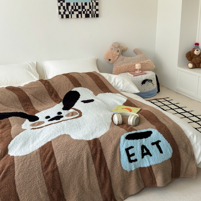 91家纺网 家纺一手货源 找家纺 法芙娜家纺 2025新款亲肤舒适半边绒毛毯 线条狗