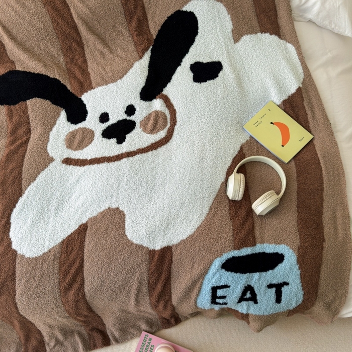 91家纺网 家纺一手货源 找家纺 法芙娜家纺 2025新款亲肤舒适半边绒毛毯 线条狗