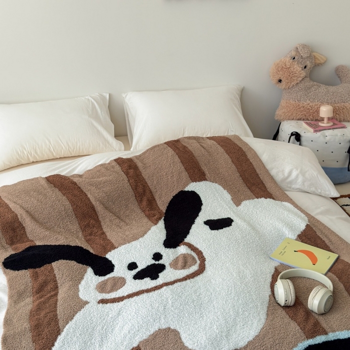 91家纺网 家纺一手货源 找家纺 法芙娜家纺 2025新款亲肤舒适半边绒毛毯 线条狗