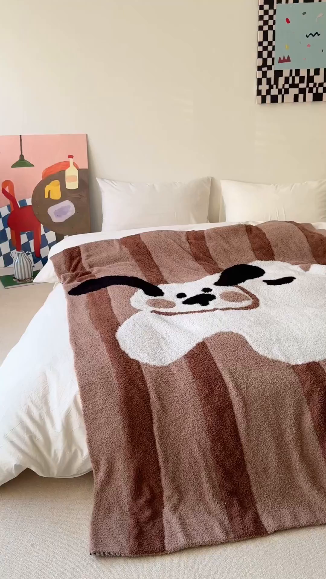 91家纺网 家纺一手货源 找家纺 法芙娜家纺 2025新款亲肤舒适半边绒毛毯 线条狗