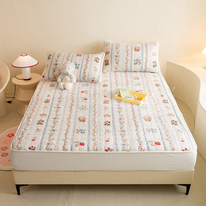 91家纺网 家纺一手货源 找家纺 眠博士 2025新款纯色简约牛奶绒夹棉床褥床笠系列-大床 牛奶绒夹棉床笠-恋恋画语