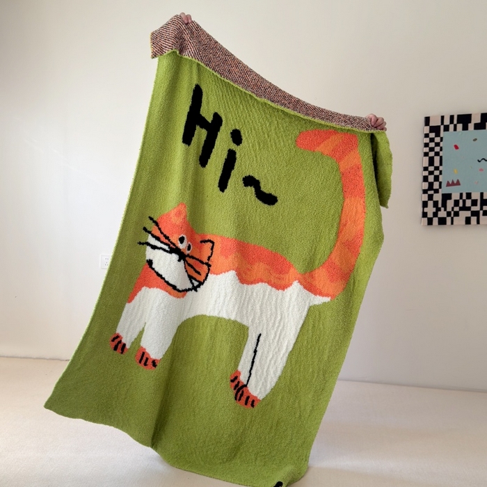 91家纺网 家纺一手货源 找家纺 法芙娜家纺 2025新款亲肤舒适半边绒毛毯 HI猫