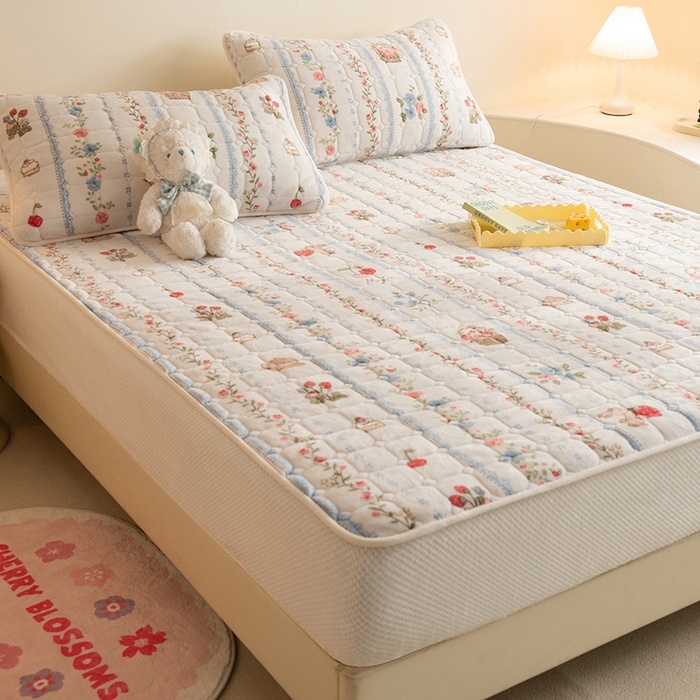 91家纺网 家纺一手货源 找家纺 眠博士 2025新款纯色简约牛奶绒夹棉床褥床笠系列-大床 牛奶绒夹棉床笠-恋恋画语