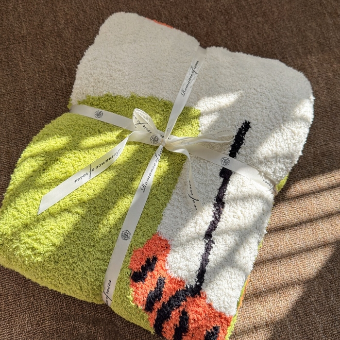 91家纺网 家纺一手货源 找家纺 法芙娜家纺 2025新款亲肤舒适半边绒毛毯 HI猫