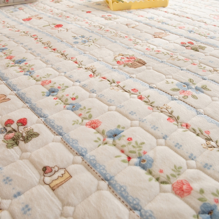 91家纺网 家纺一手货源 找家纺 眠博士 2025新款纯色简约牛奶绒夹棉床褥床笠系列-大床 牛奶绒夹棉床笠-恋恋画语