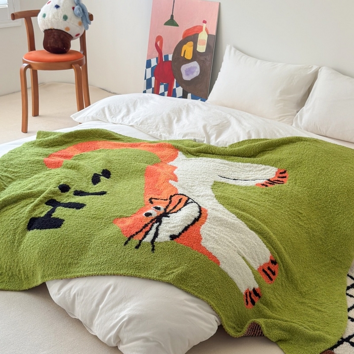 91家纺网 家纺一手货源 找家纺 法芙娜家纺 2025新款亲肤舒适半边绒毛毯 HI猫