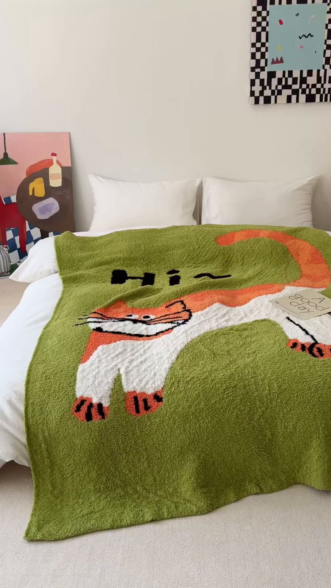 91家纺网 家纺一手货源 找家纺 法芙娜家纺 2025新款亲肤舒适半边绒毛毯 HI猫