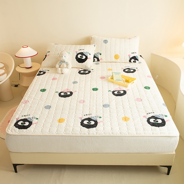 91家纺网 家纺一手货源 找家纺 眠博士 2025新款纯色简约牛奶绒夹棉床褥床笠系列-大床 牛奶绒夹棉床笠-莓烦恼