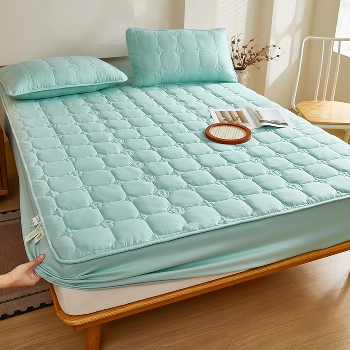 91家纺网 家纺一手货源 找家纺 瑞兴纺 2025年新款亲肤夹棉床笠 幸运格-梦兰