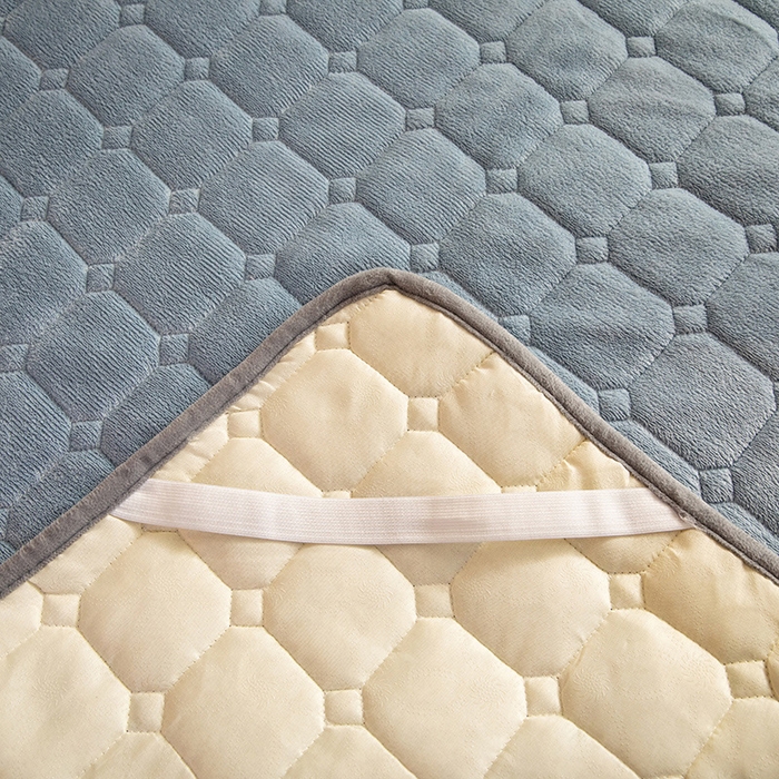 91家纺网 家纺一手货源 找家纺 眠博士 2025新款纯色简约牛奶绒夹棉床褥床笠系列-大床 牛奶绒夹棉床褥-雾霾蓝