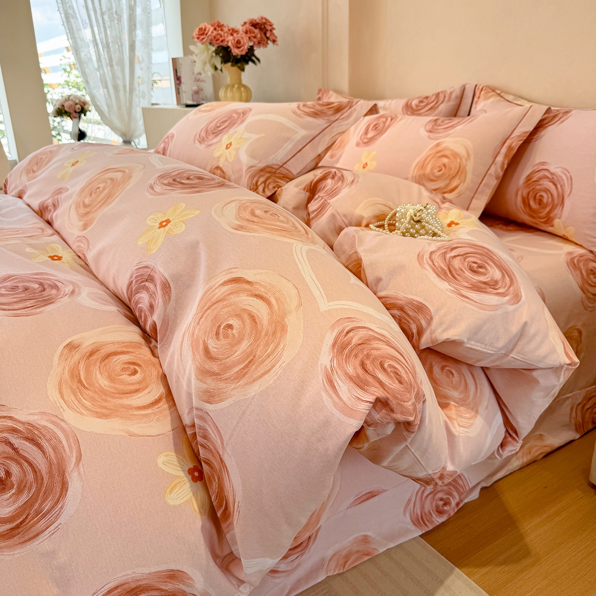 91家纺网 家纺一手货源 找家纺 壹贝家纺 2025新款A类100%全棉加厚磨毛四件套系列 浪漫的事