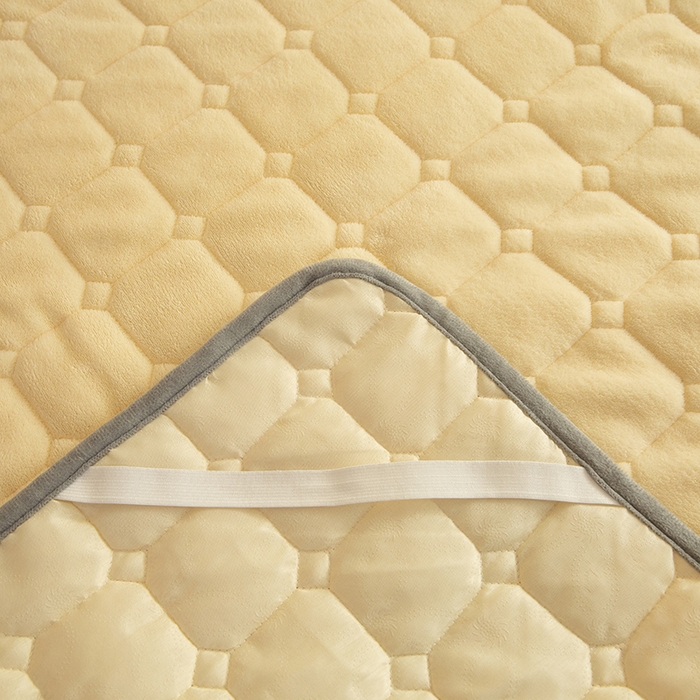 91家纺网 家纺一手货源 找家纺 眠博士 2025新款纯色简约牛奶绒夹棉床褥床笠系列-大床 牛奶绒夹棉床褥-鹅黄