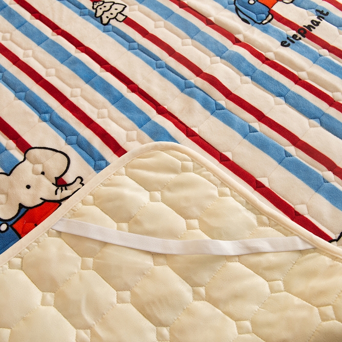 91家纺网 家纺一手货源 找家纺 眠博士 2025新款纯色简约牛奶绒夹棉床褥床笠系列-大床 牛奶绒夹棉床褥-快乐小象